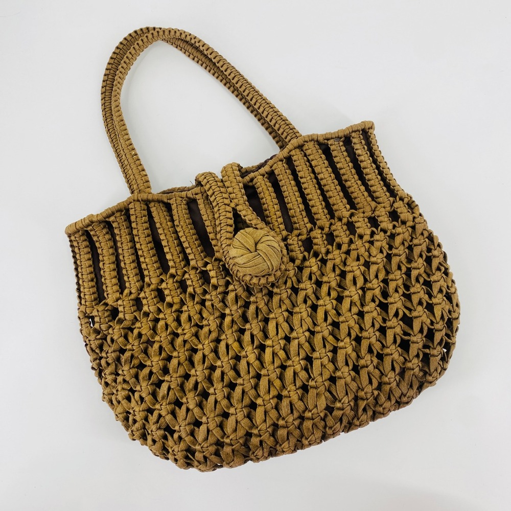 David & Scotti Tote Women OS Brown Macrame Woven Shoulder Bag